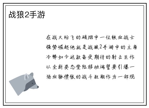 战狼2手游