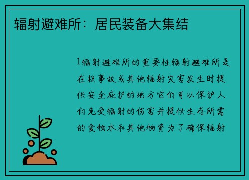 辐射避难所：居民装备大集结